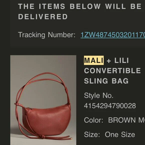 Mali + Lili Convertible Sling Bag in Brown Motif (Anthropologie) - Picture 1 of 6